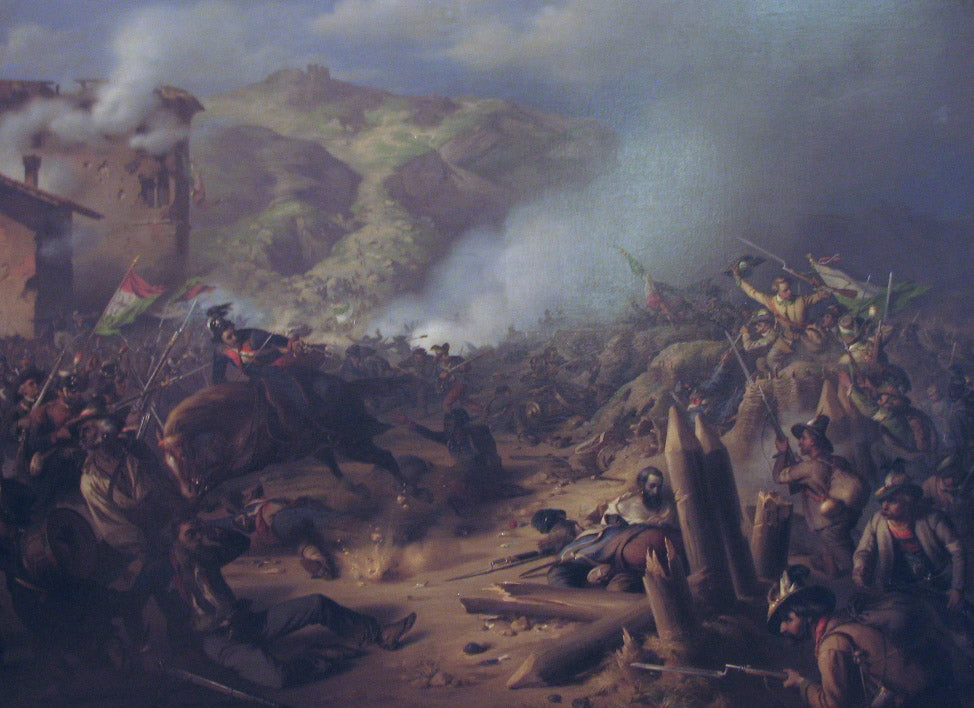The storming of the camp of Lodrone, vintage artwork by Friedrich Alois Schönn, 12x8" (A4) Poster