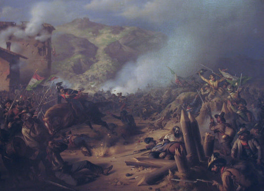 The storming of the camp of Lodrone, vintage artwork by Friedrich Alois Schönn, 12x8" (A4) Poster