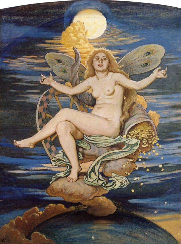 Fortuna, vintage artwork by Elihu Vedder, 12x8" (A4) Poster