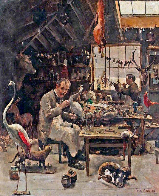 George Sim in His Workshop, Aberdeen, vintage artwork by Rodolphe Christen, 12x8" (A4) Poster