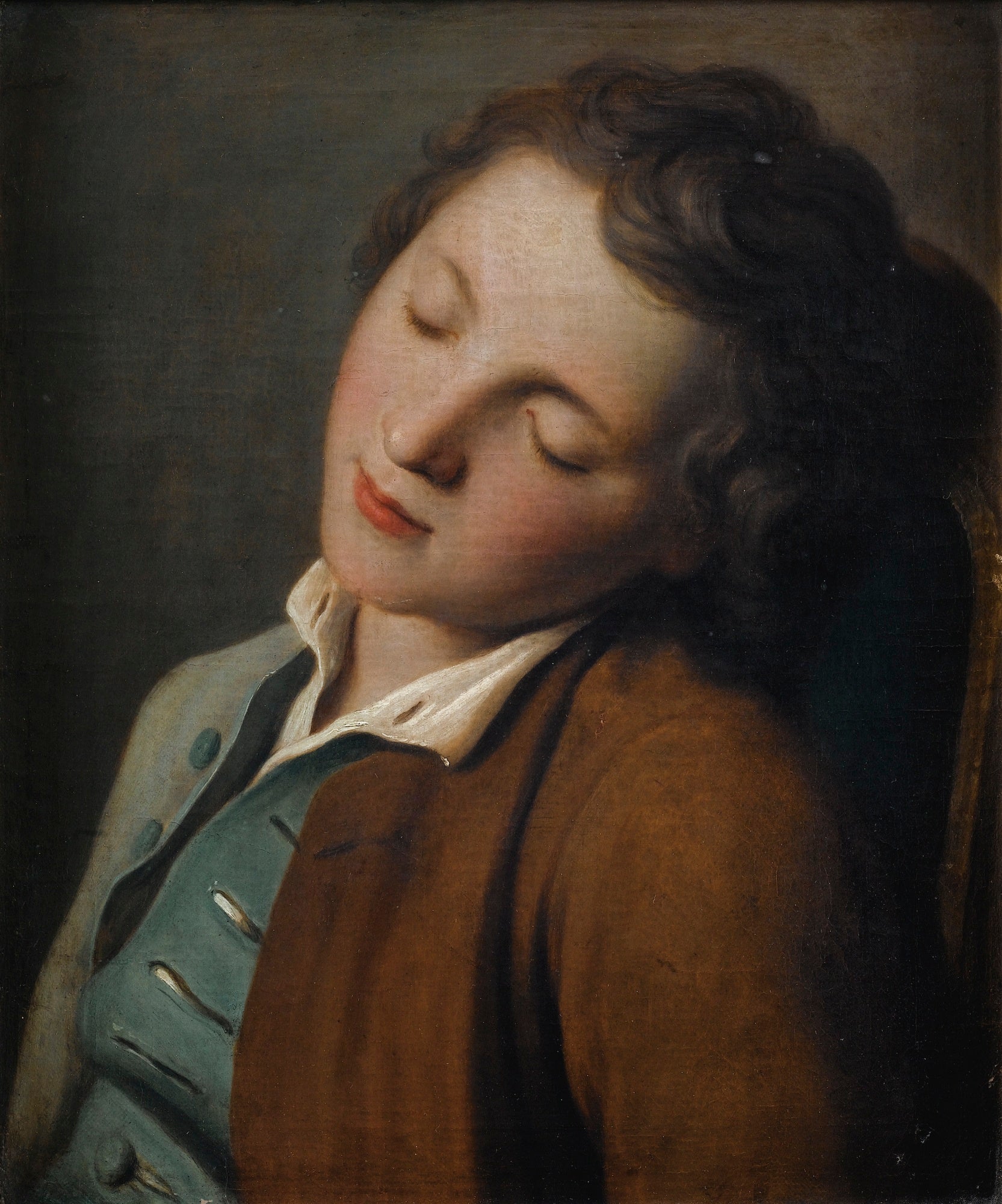 Young Boy Asleep, vintage artwork by Pietro Antonio Rotari, 12x8" (A4) Poster