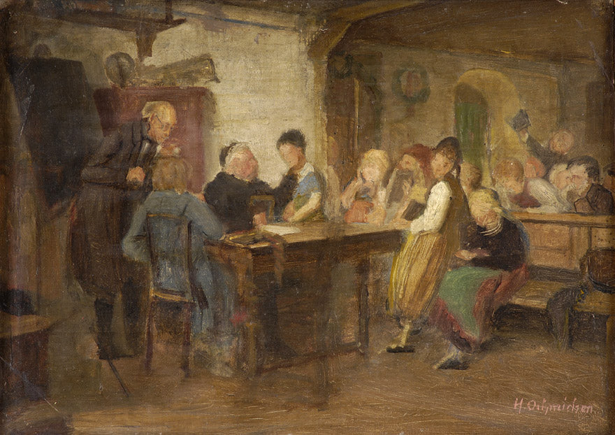 The School Exam, vintage artwork by Hugo Oehmichen, 12x8" (A4) Poster