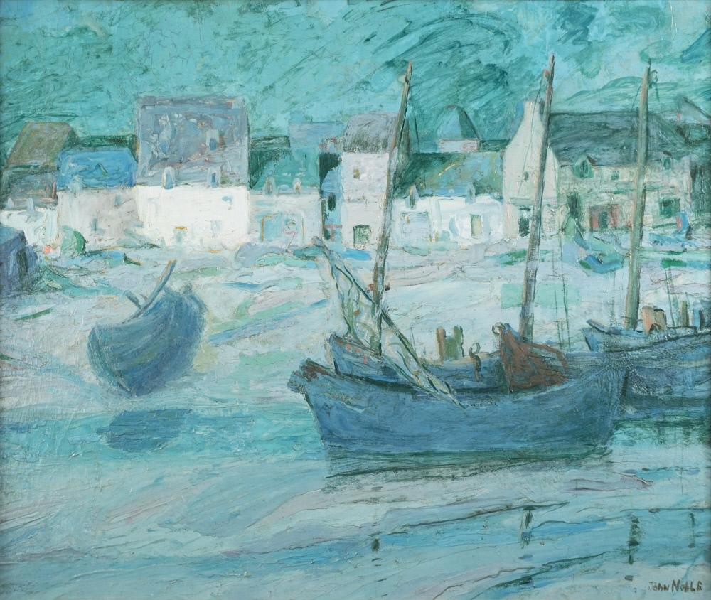 Etaples-Moonlight, vintage artwork by John Noble, 12x8" (A4) Poster