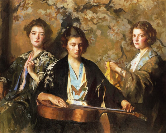 My Three Granddaughters, vintage artwork by Edmund Tarbell, 12x8" (A4) Poster