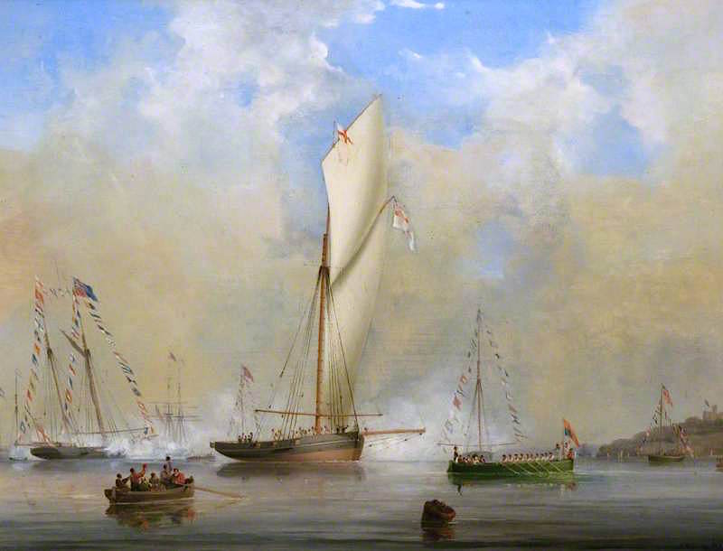 The Queen's Barge off Osborne, vintage artwork by Nicholas Matthew Condy, A3 (16x12") Poster Print