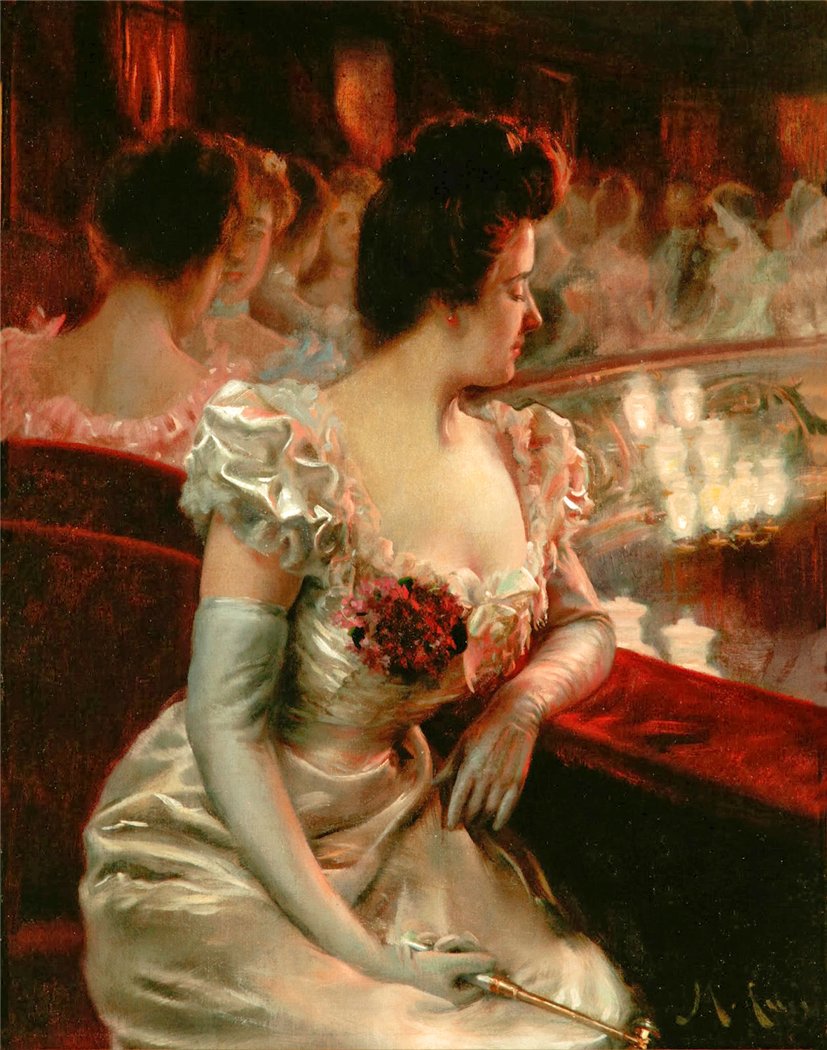 At the Theater by Manuel Cusi y Ferret,A3(16x12")Poster