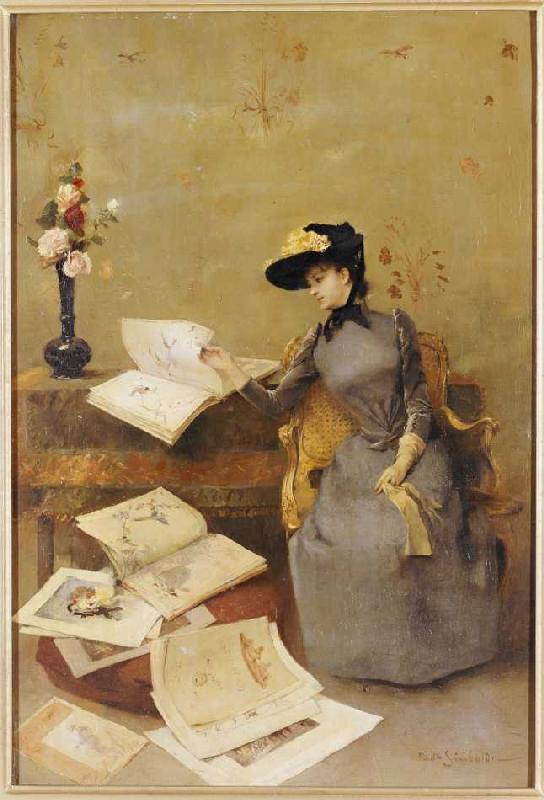 The art connoisseur, vintage artwork by Jean-Paul Sinibaldi, 12x8" (A4) Poster
