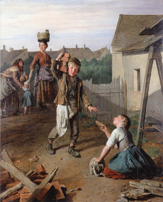 The Breakfast of Workers, vintage artwork by Ferdinand Georg Waldmüller, A3 (16x12") Poster Print
