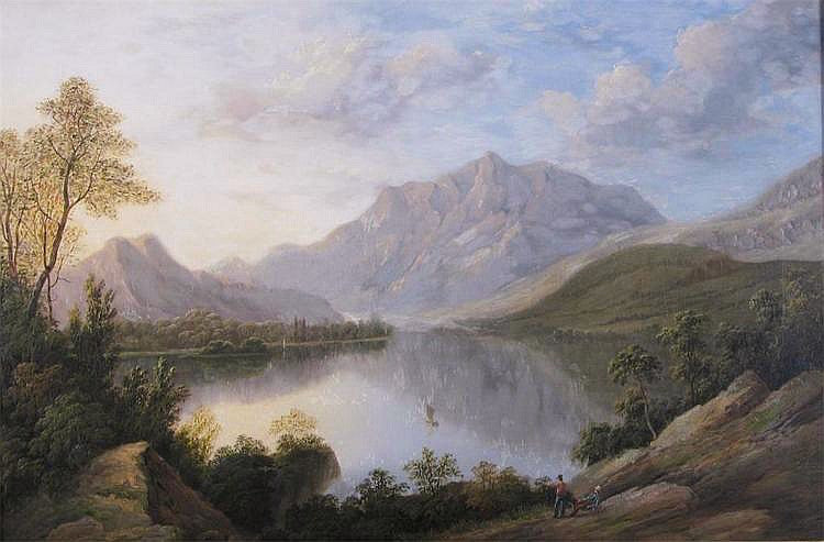View of the upper end of the lake of Killarney, vintage artwork by Joseph Francis Gilbert, 12x8" (A4) Poster