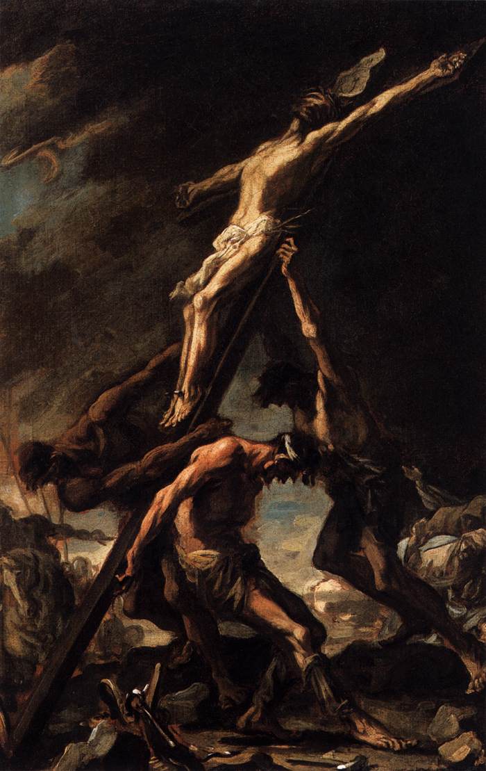 Raising of the Cross, vintage artwork by Alessandro Magnasco, 12x8" (A4) Poster