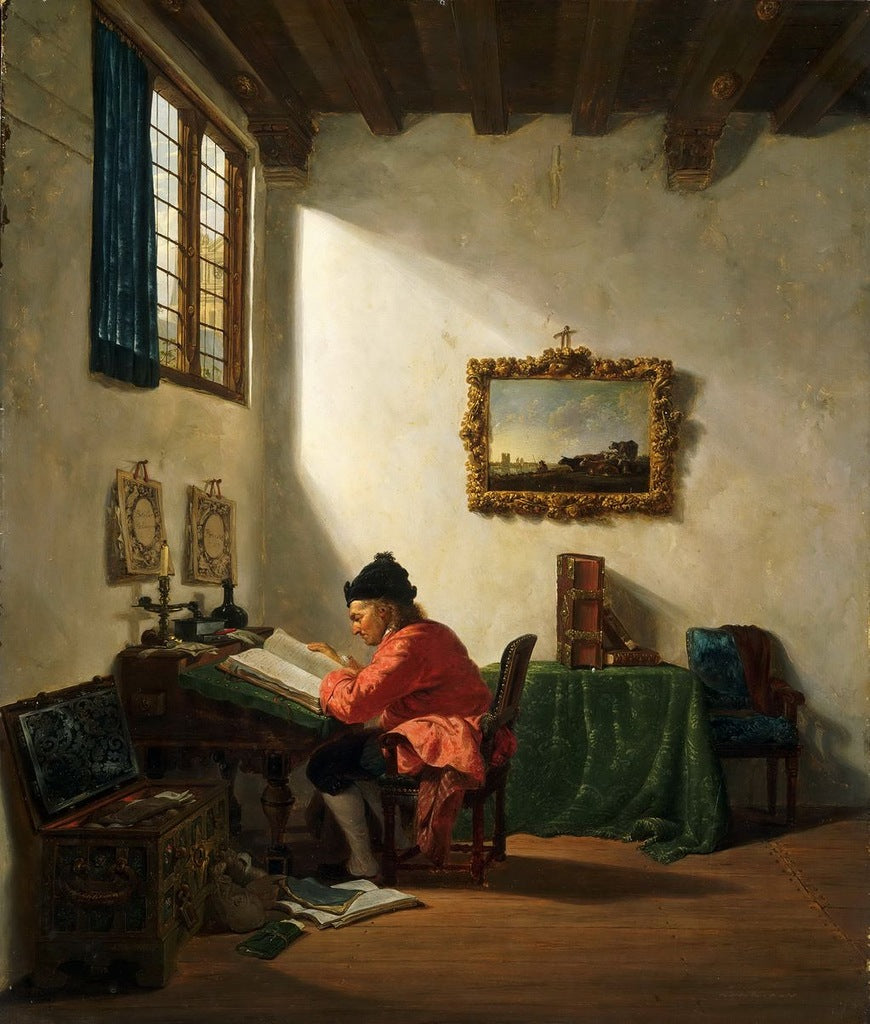 Merchant in His Study, vintage artwork by Abraham van Strij, 12x8" (A4) Poster