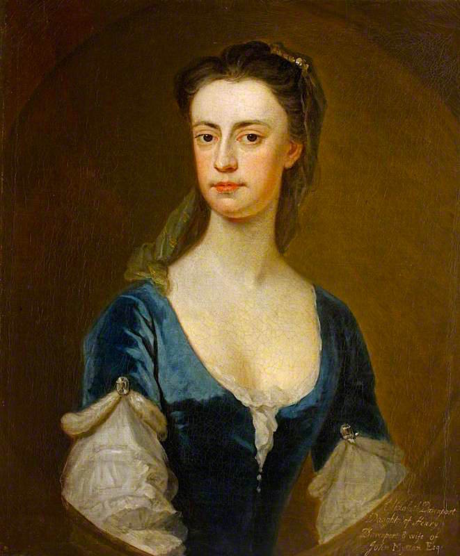 Mary Elizabeth Davenport, Mrs John Mytton, vintage artwork by Attributed to Bartholomew Dandridge, 12x8" (A4) Poster