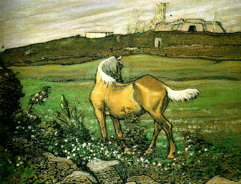 A Yellow Horse by Nils Kreuger,A3(16x12")Poster