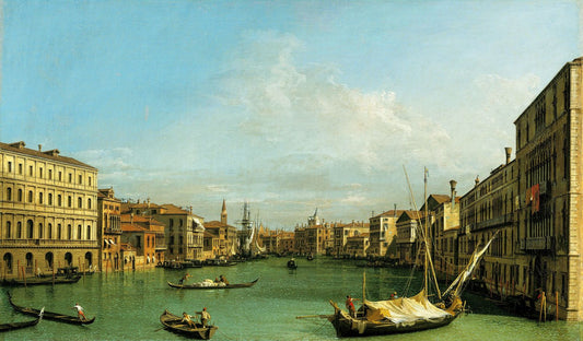 The Grand Canal from the Palazzo Foscari to the Carita, vintage artwork by Canaletto, 12x8" (A4) Poster