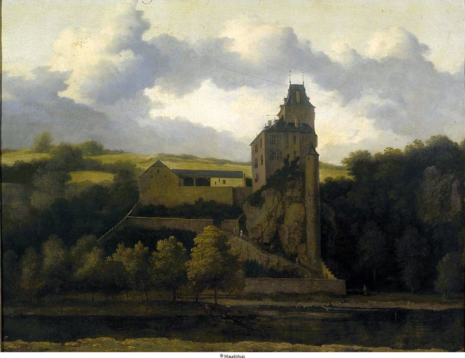 View of Montjardin Castle, vintage artwork by Allaert van Everdingen, 12x8" (A4) Poster