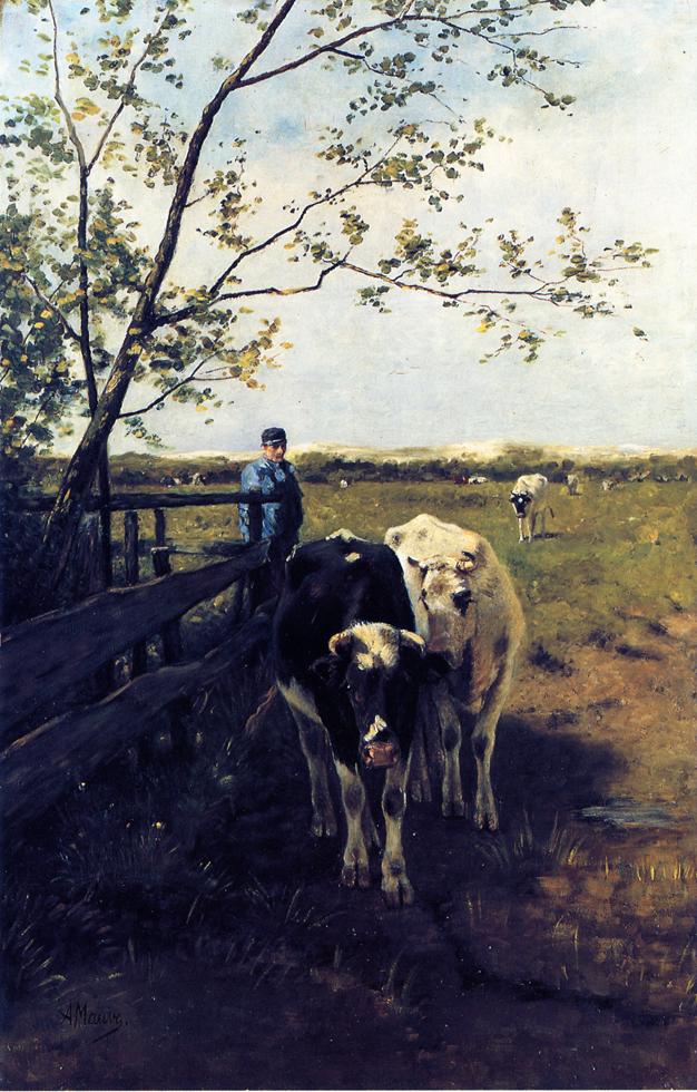Finished Grazing, vintage artwork by Anton Mauve, 12x8" (A4) Poster