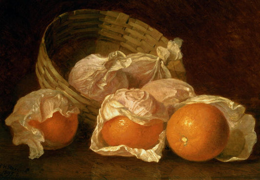 A Basket of Oranges, vintage artwork by Eloise Harriet Stannard, 12x8" (A4) Poster