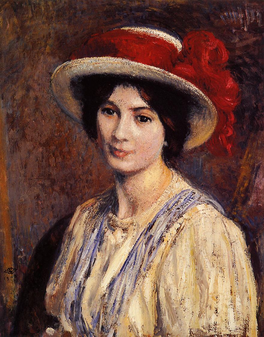 Hat with a Red Ribbon by Georges Lemmen,A3(16x12")Poster