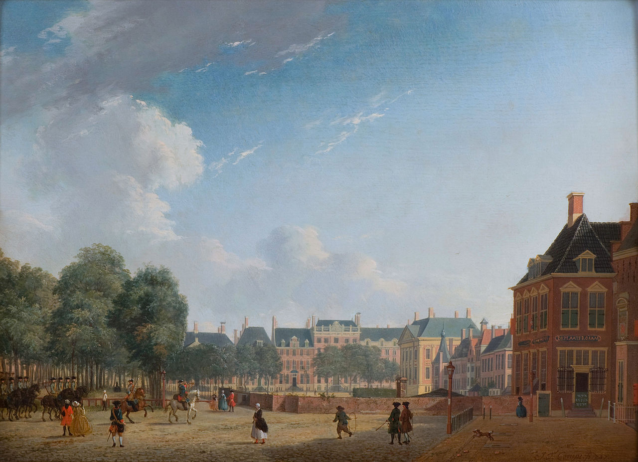 The Korte Vijverberg in The Hague, viewed from the Plaats, vintage artwork by Jan ten Compe, 12x8" (A4) Poster