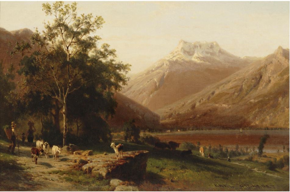 Goat Herder in the Alps, vintage artwork by Karl Girardet, A3 (16x12") Poster Print