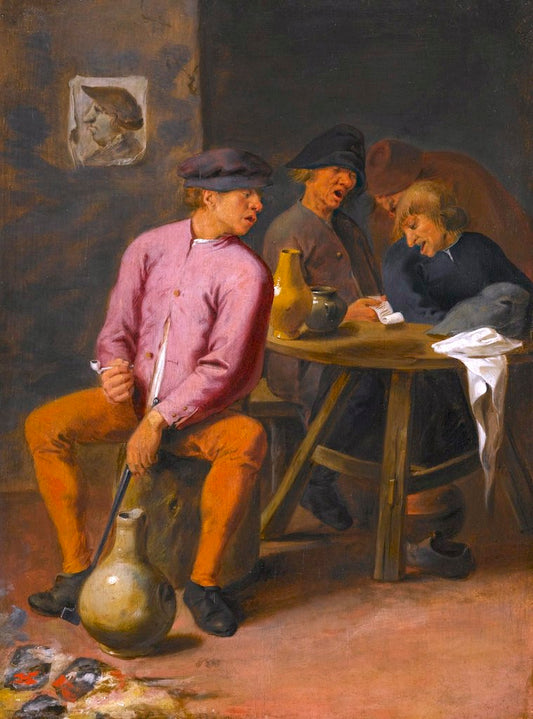 Drunken Singers in a Tavern, vintage artwork by Joos van Craesbeeck, 12x8" (A4) Poster