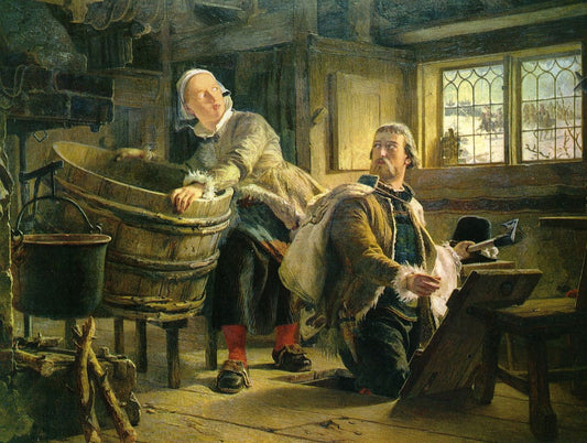 Gustaf Vasa and Tomt-Margit, vintage artwork by Johan Fredrik Hockert, 12x8" (A4) Poster