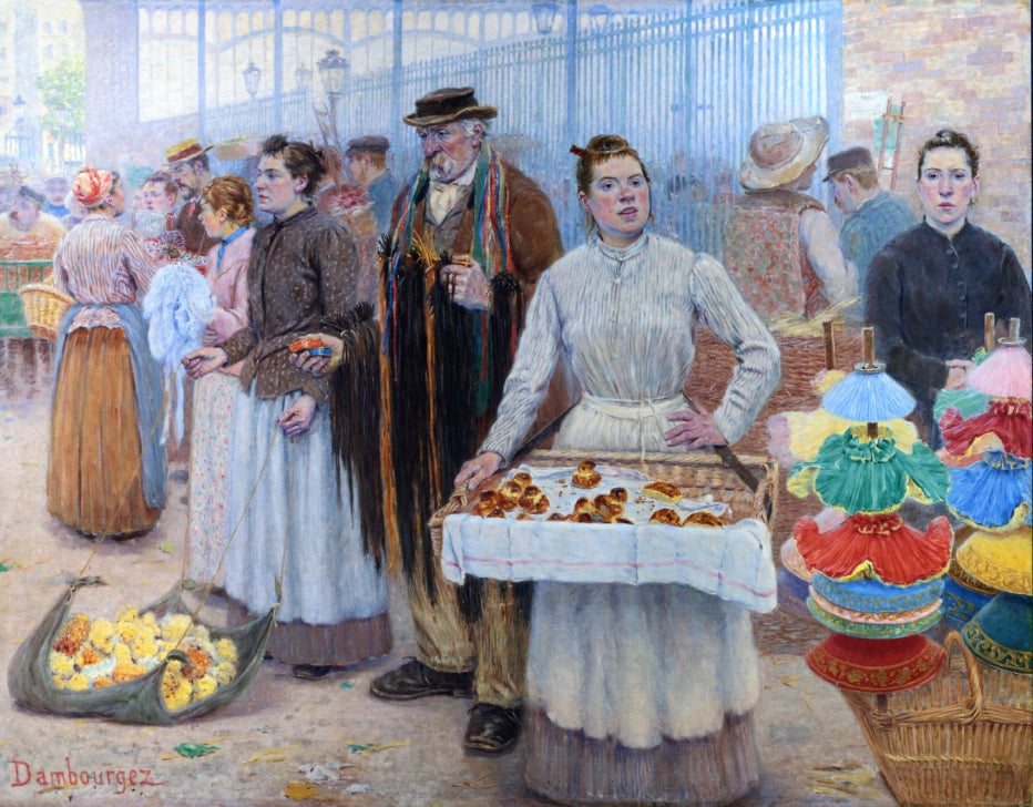The Tinker Dealers of Les Halles, vintage artwork by Edouard-Jean Dambourgez, 12x8" (A4) Poster