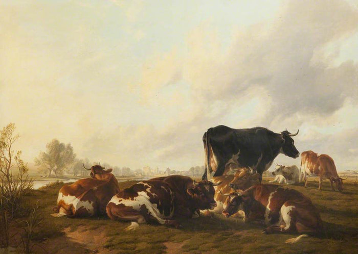 Cattle Grazing, vintage artwork by Thomas Sidney Cooper, A3 (16x12