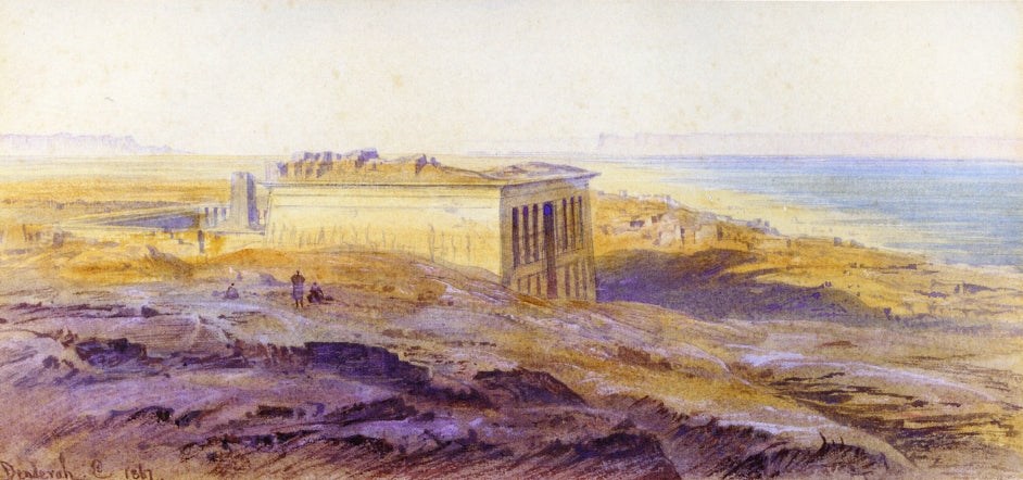 Denderah on the Nile, vintage artwork by Edward Lear, A3 (16x12") Poster Print
