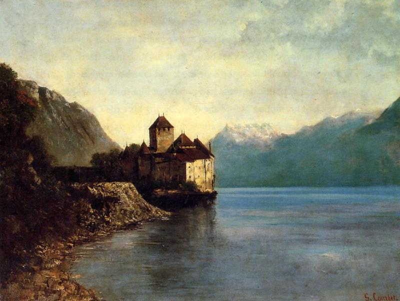 Chȃteau de Chillon, vintage artwork by Gustave Courbet, A3 (16x12") Poster Print