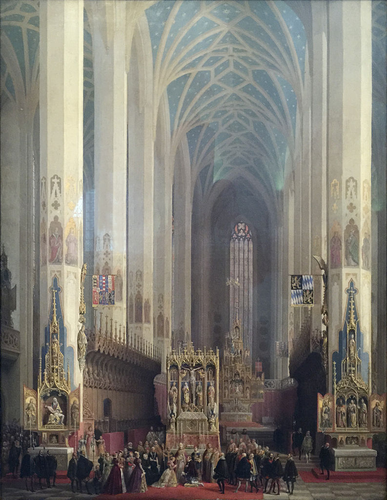 The Wedding of Wilhelm V and Renata of Lorraine, vintage artwork by Max Emanuel Ainmiller, A3 (16x12") Poster Print