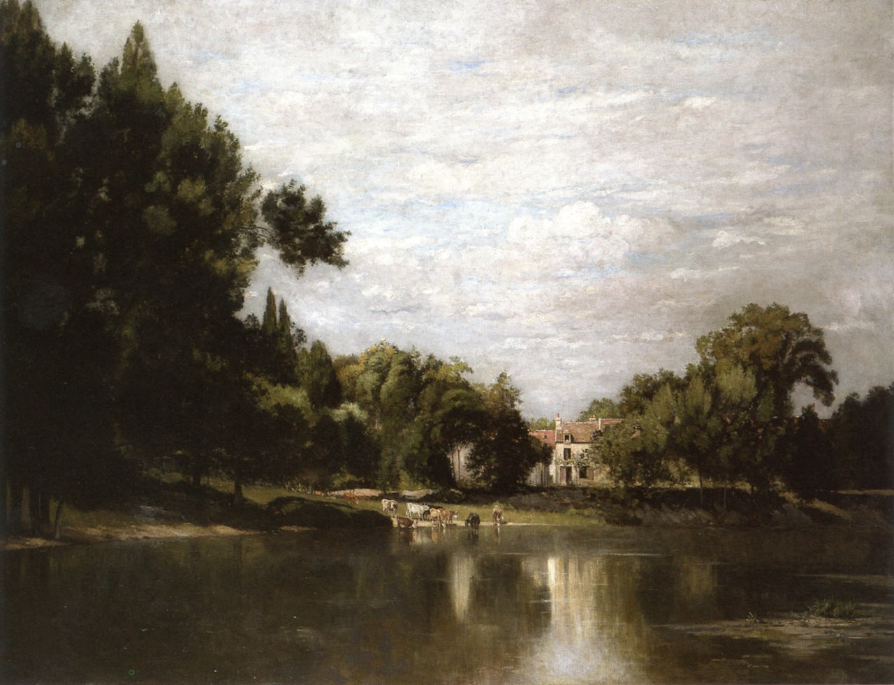 The Marne at Chennevieres, vintage artwork by Stanislas Lepine, 12x8" (A4) Poster