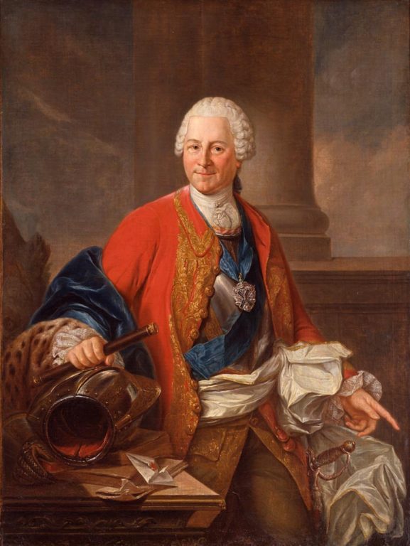 Portrait of Heinrich Graf von Brühl, vintage artwork by Marcello Bacciarelli, 12x8" (A4) Poster