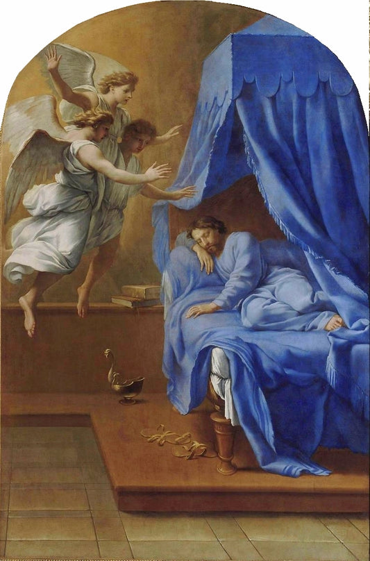 Life of Saint Bruno, Saint Bruno's Dream, vintage artwork by Eustache Le Sueur, 12x8" (A4) Poster