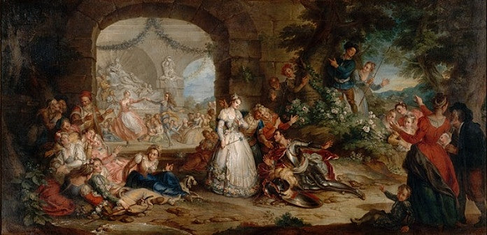 Orlando and the Marriage of Angelica (large version), vintage artwork by Charles-Antoine Coypel IV, 12x8" (A4) Poster