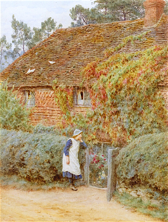At the Garden Gate, vintage artwork by Helen Allingham, 12x8" (A4) Poster