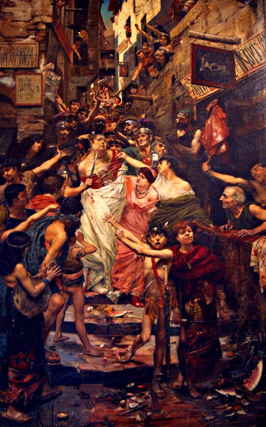 Vitellius Dragged through the Streets by  the People of Rome, vintage artwork by Georges Antoine Rochegrosse, 12x8" (A4) Poster