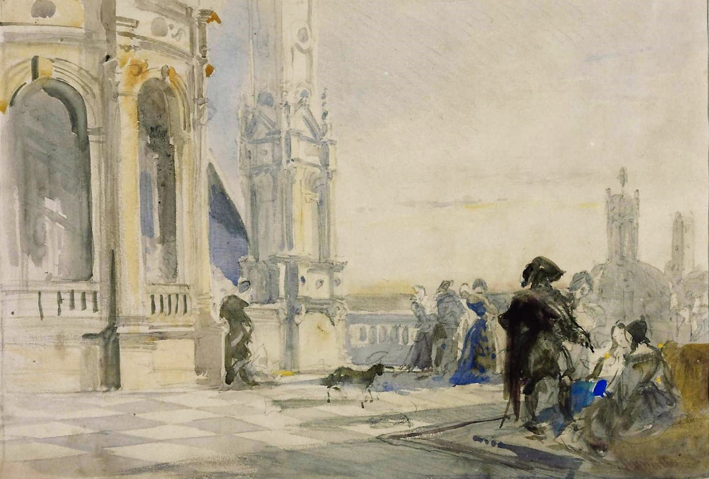 Chambord: The Terrace, vintage artwork by William James Müller, A3 (16x12") Poster Print