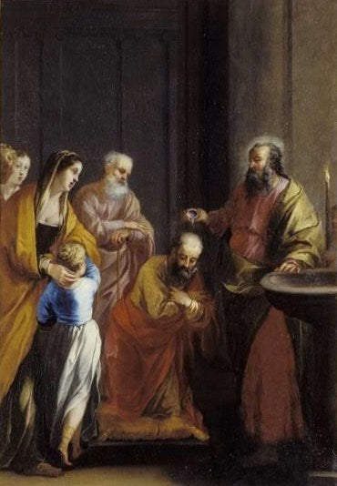 The Baptism, vintage artwork by Jacques Blanchard, 12x8" (A4) Poster