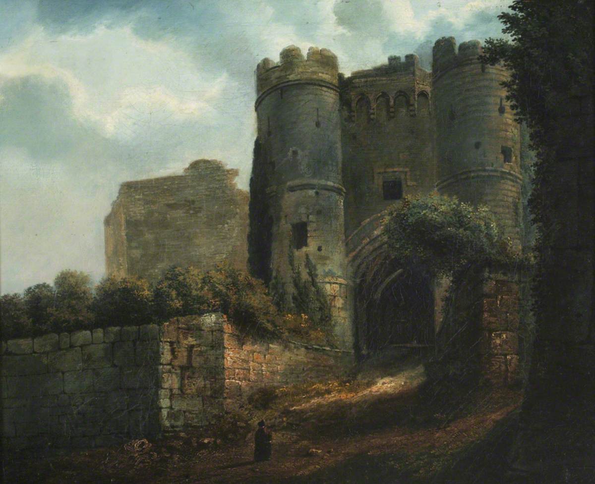 The Gatehouse at Carisbrooke Castle, vintage artwork by Julius Caesar Ibbetson, 12x8" (A4) Poster