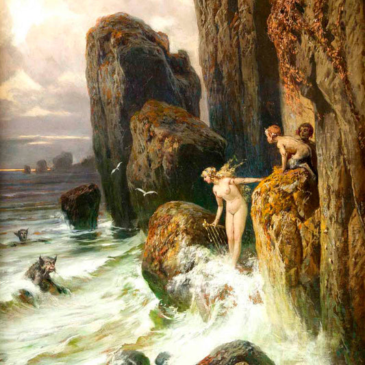 Sea Idyll, vintage artwork by Georg Janny, 12x8" (A4) Poster