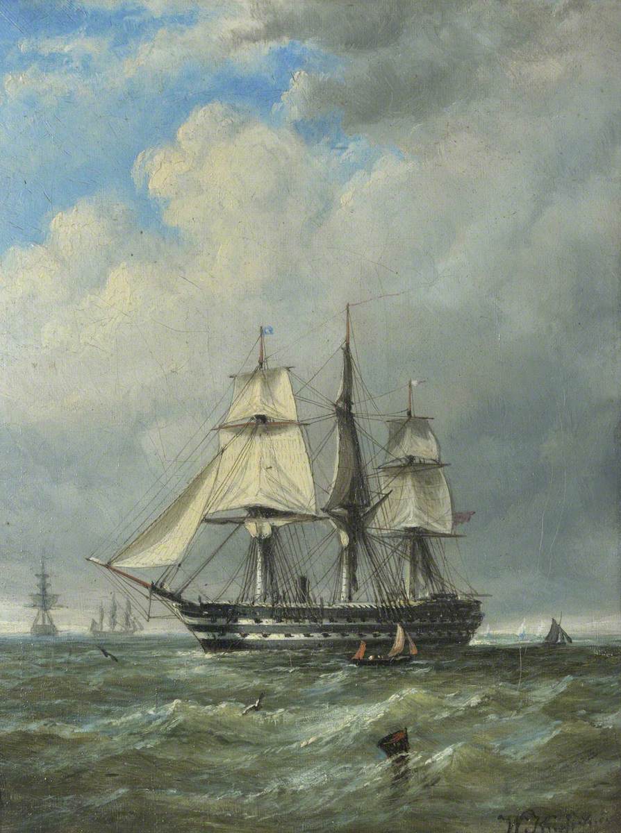 HMS 'Revenge', vintage artwork by William Adolphus Knell, A3 (16x12") Poster Print
