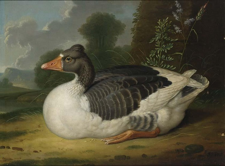 Goose in a Landscape, vintage artwork by Jakob Samuel Beck, 12x8" (A4) Poster