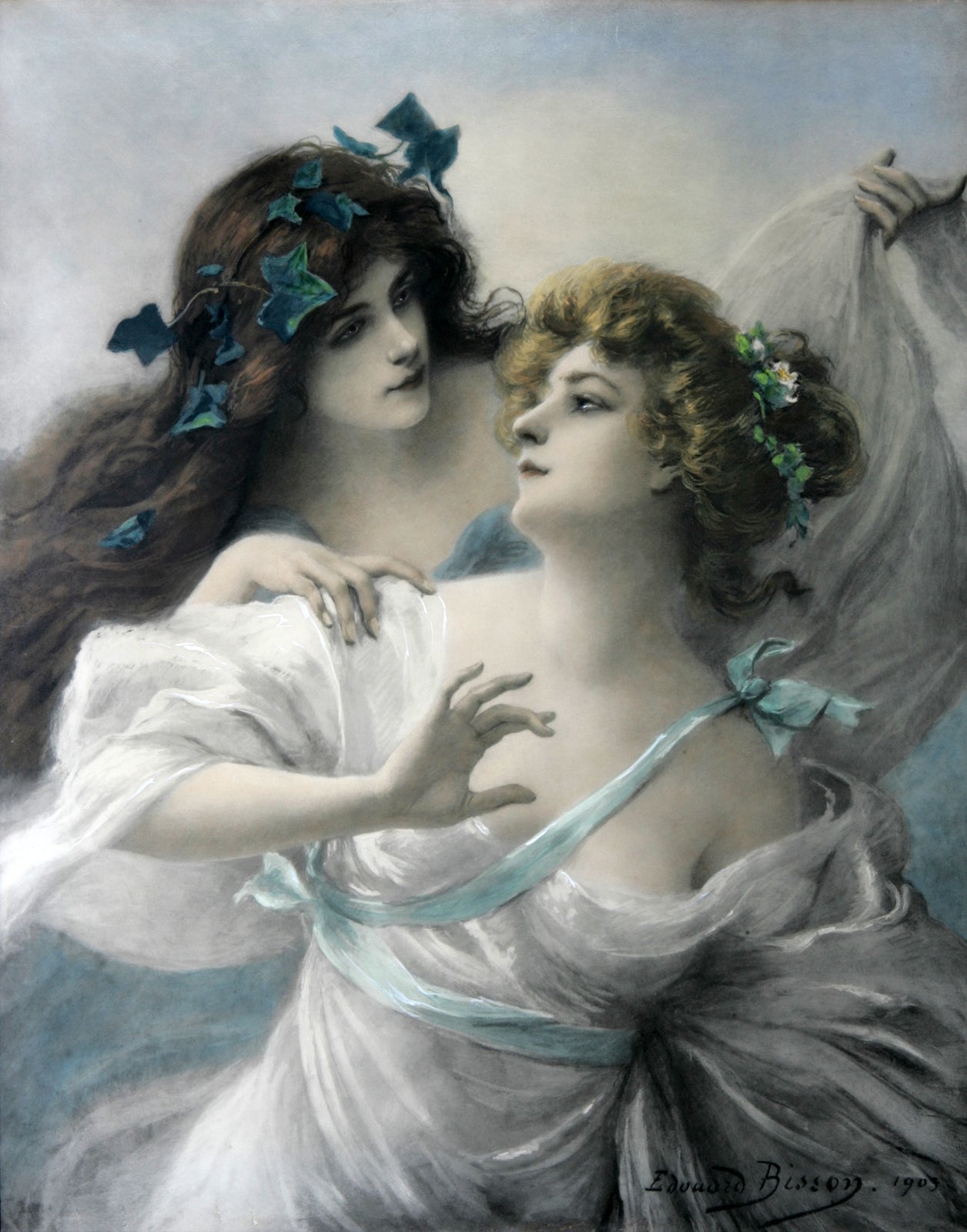 Two Virgins by Edouard Bisson,A3(16x12")Poster