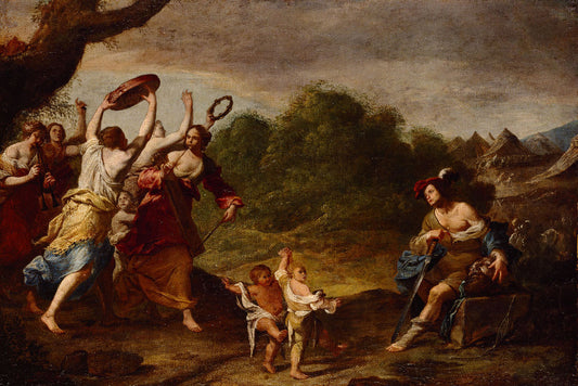 David's Triumph over Goliath, vintage artwork by Agostino Beltrano, 12x8" (A4) Poster