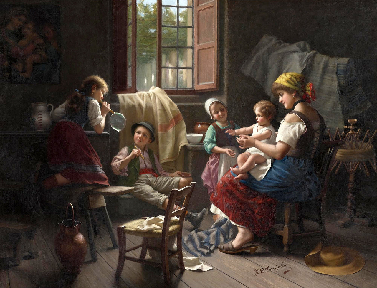 Blowing Bubbles by Giovanni Battista Torriglia,A3(16x12")Poster