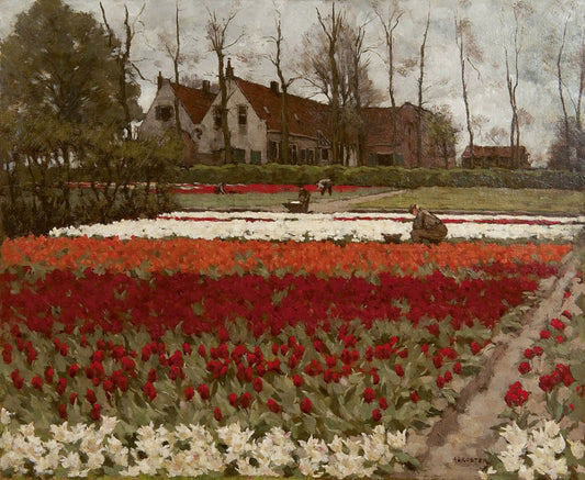 Hyacinths and tulipfields, Overveen, vintage artwork by Antonie Lodewijk Koster, 12x8" (A4) Poster