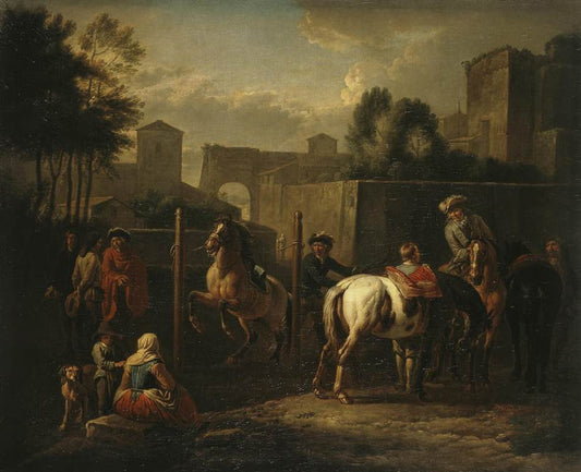 Open Air Menege, vintage artwork by Pieter van Bloemen, 12x8" (A4) Poster