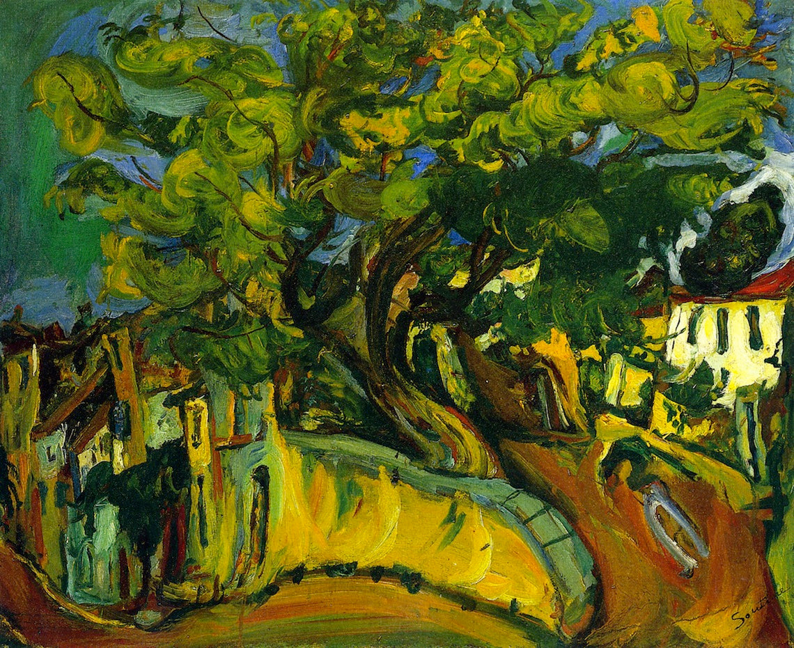 Cagnes Landscape with Tree, vintage artwork by Chaim Soutine, 12x8" (A4) Poster