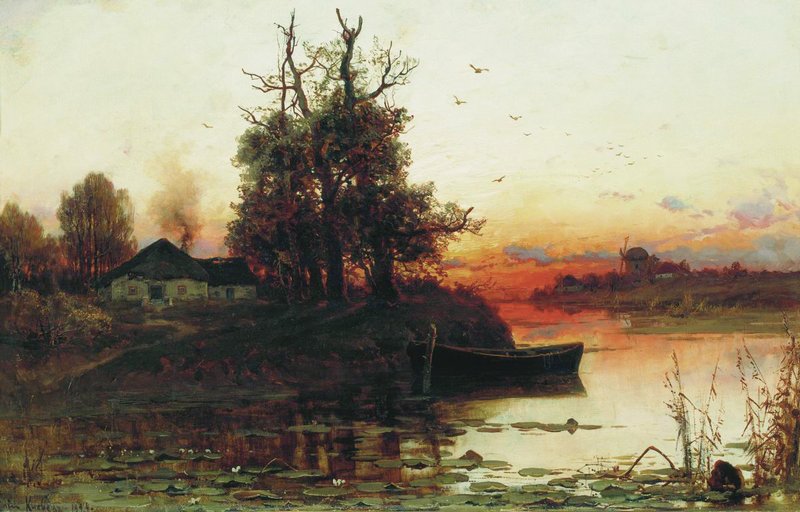 Evening Silence, vintage artwork by Julius Klever, 12x8" (A4) Poster